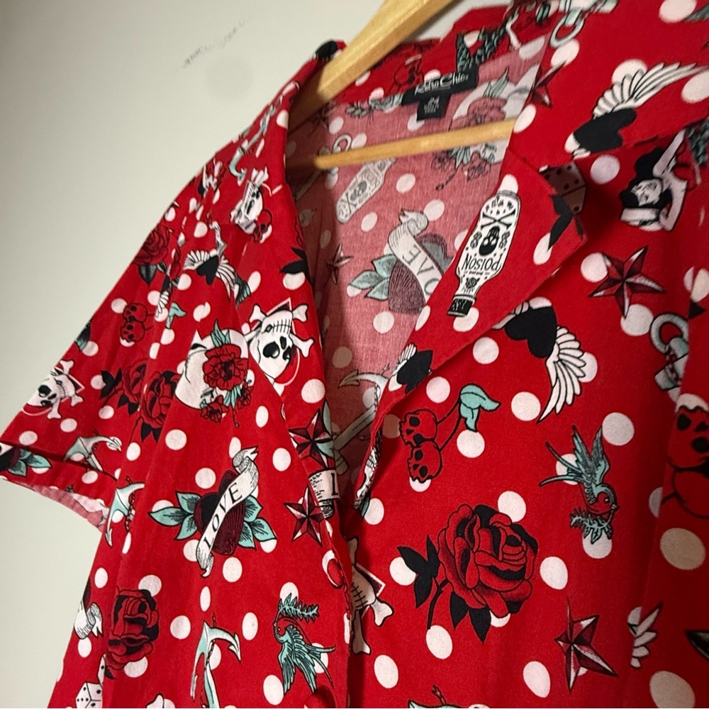 Retro Chic by Torrid Red and White Floral Midi Swing dress with pockets size 24 - Picture 4 of 10